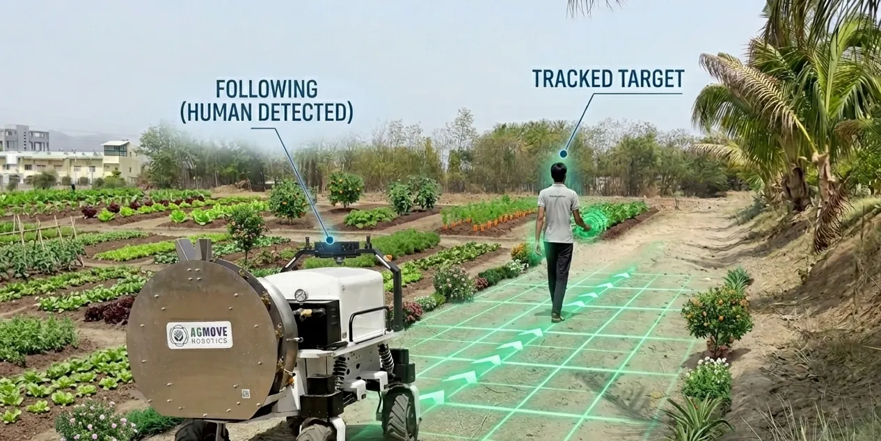Operator-following mode: rover shadowing a worker through the field